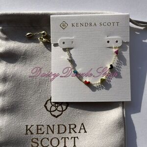 ✨Kendra Scott Haven Heart Gold Chain Bracelet in Multi Mix Color New 🩷